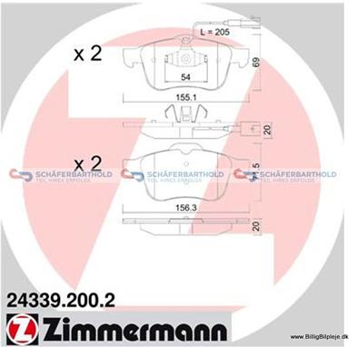 Bremseklodser Zimmermann 24339.200.2, 1 sæt