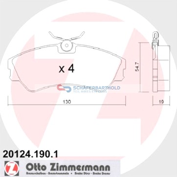 Bremseklodser ZIMMERMANN 20124.190.1, foran, 1 sæt