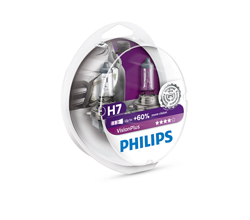 Philips VisionPlus H7 + 60% lys (2 stk) Philips VisionPlus H7 + 60% lys (2 stk)