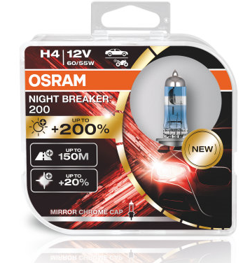 Osram Night breaker Laser +200 H4 2 stk