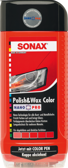 SONAX Polish & Wax Color NanoPro Rød, 500 ml